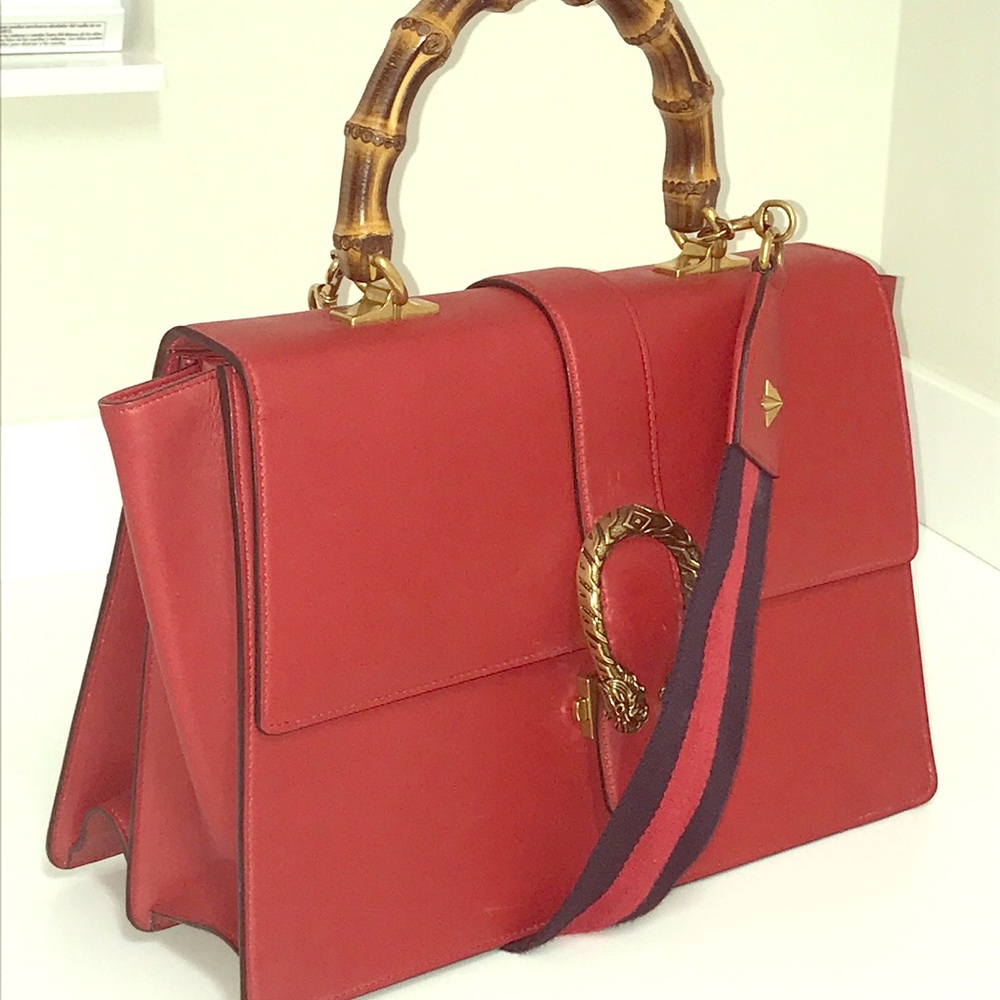 Gucci Dionysus leather bag bamboo handle and strap